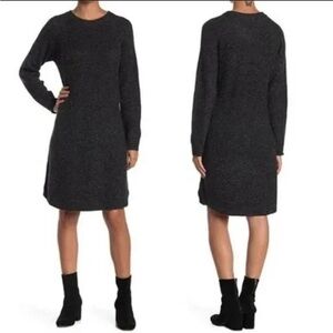 Madewell Curved Hem Sweater Dress Donegal Thunder Heather Gray Size Medium
